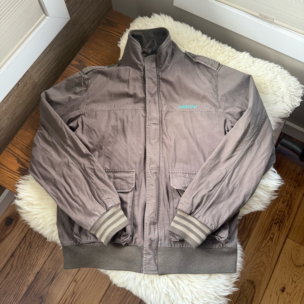 Rare Adidas Men's Green Brown Jacket Camo Inner Large
